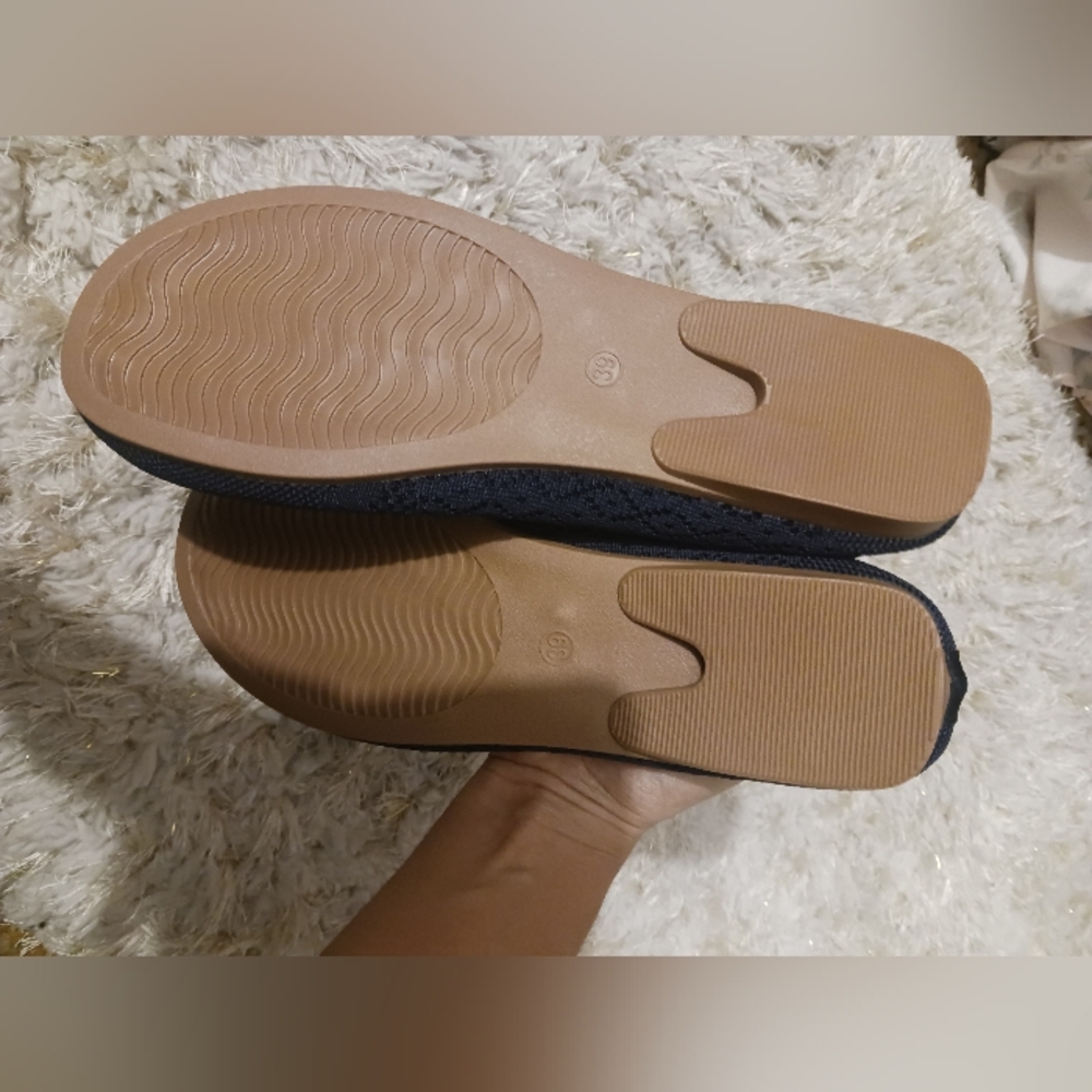 NEW Women Navy Blue Elastic Loafer Shoes - Picture 6 of 7
